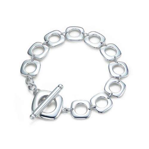 BRACELET - SOLID SILVER 925 AND 18k WHITE GOLD - CUSHION TOGGLE LINK