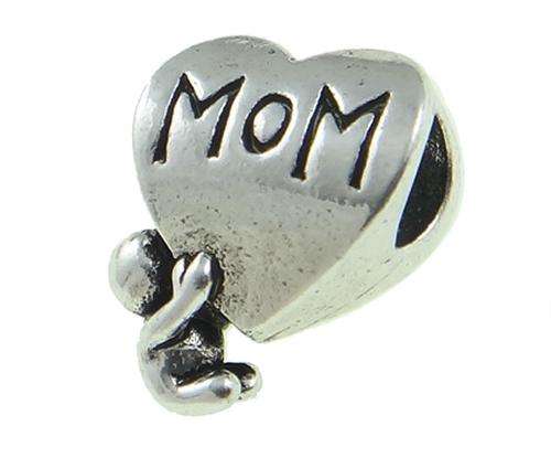 PANDORA STYLE ANTIQUE SILVER "MOM" EUROPEAN SPACER BEAD