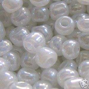 SEED BEADS - TRANSLUCENT - ROUND - RAINBOW WHITE MOTHER OF PEARL -  3 X 3.6 MM