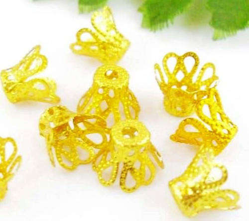 BEAD CAPS - ALUMINIUM - GOLD - 8 x 6.5mm