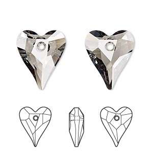 SWAROVSKI CRYSTAL - BLACK DIAMOND - 12mm WILD HEART PENDANT - 6240
