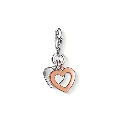 CLIP ON CHARM - SILVER PLATED AND ROSE GOLD - HEARTS