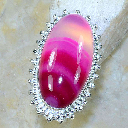 RINGS - STERLING SILVER - BOTSWANA AGATE - TIMELESS COLLECTION - (SIZE 7/N & HALF)