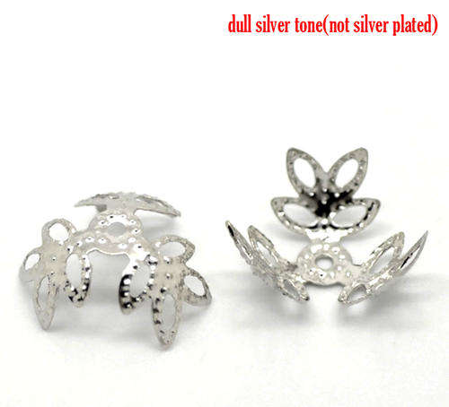 BEAD CAPS - SILVER TONE - 3 PETAL FLOWER - 14mm