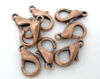 FINDINGS/CLASPS/LOBSTER CLASPS/COPPER TONE LOBSTER CLASPS/BEADING LOBSTER CLASPS/14MM LOBSTER CLASPS
