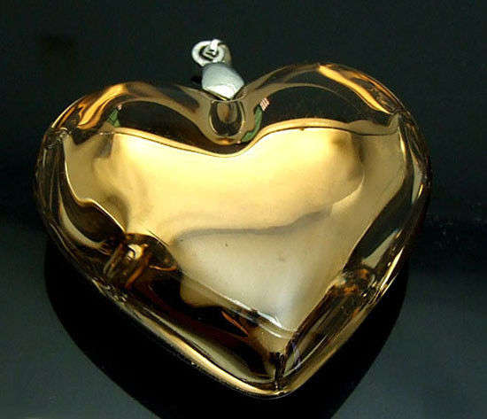 NECKLACES - MURANO LAMPWORK FOIL GLASS - HEART PENDANT - CLEAR GOLD