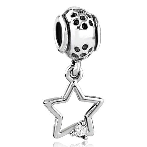 PUGSTER - SWAROVSKI CRYSTAL BIRTHSTONE - OPEN STAR - DANGLE CHARM