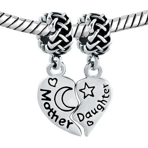 PUGSTER - HEART - MOTHER DAUGHTER - CELTIC KNOT - I LOVE YOU TO THE MOON AND BACK - DANGLE  BEAD
