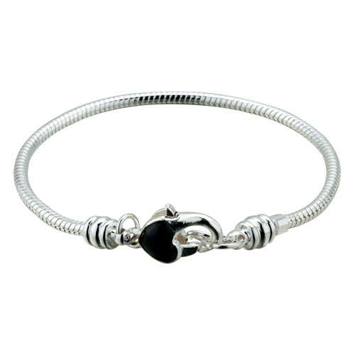 PUGSTER - SNAKE CHAIN BRACELET - BLACK HEART LOCK CLASP - 21cm