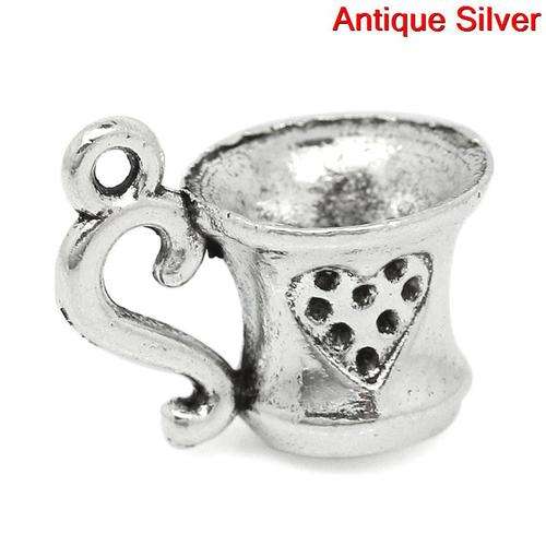 CHARMS - ANTIQUE SILVER - COFFEE CUPS - 13x15mm