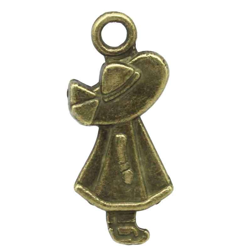 ANTIQUE BRONZE GIRL CHARM PENDANTS