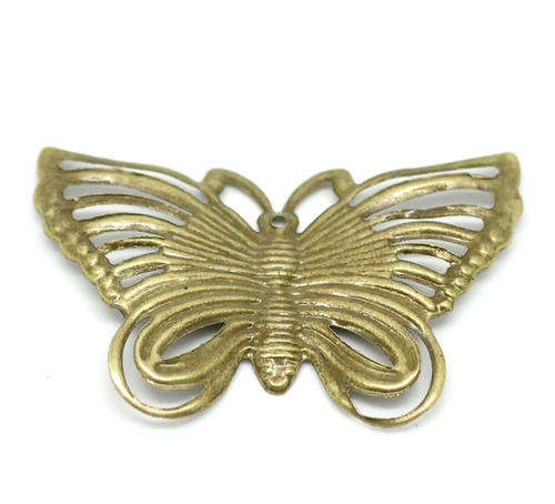 CHARMS - ANTIQUE BRONZE - FILIGREE BUTTERFLY CHARM PENDANTS - 4.3cm x 2.8cm