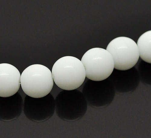 GLASS BEADS ROUND SOLID WHITE 8MM