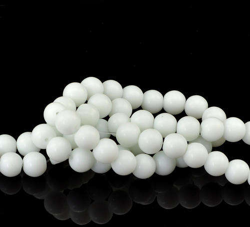 GLASS BEADS ROUND SOLID WHITE 8MM