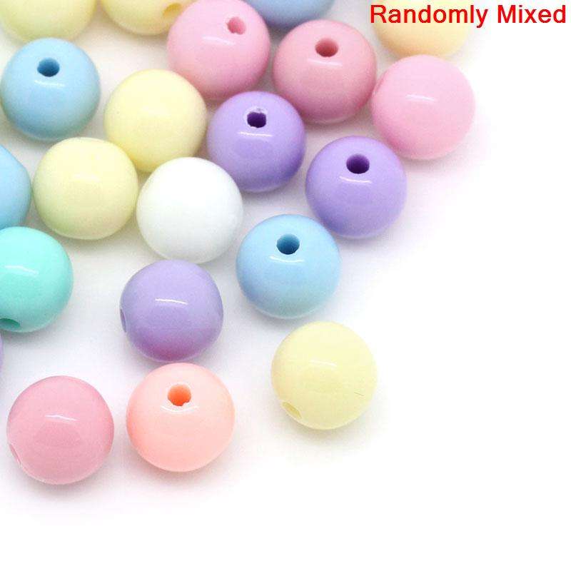 ACRYLIC - ROUND - SPACER BEADS - 8mm -  PASTEL COLORS - RANDOMLY MIXED
