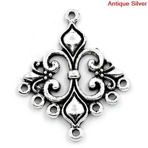 CONNECTORS - ANTIQUE SILVER - RHOMBUS/SPEAR - 3.6x3cm