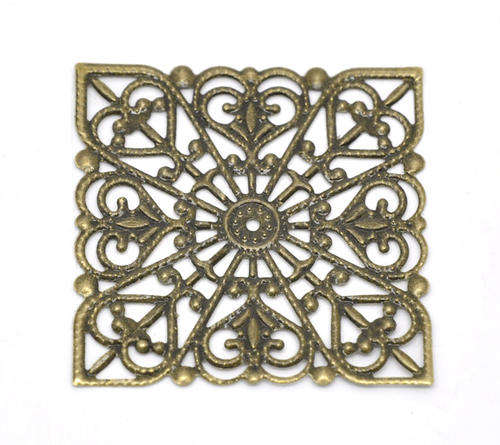 CONNECTORS - BRONZE - FILIGREE - SQUARE WRAPS - 40x40mm