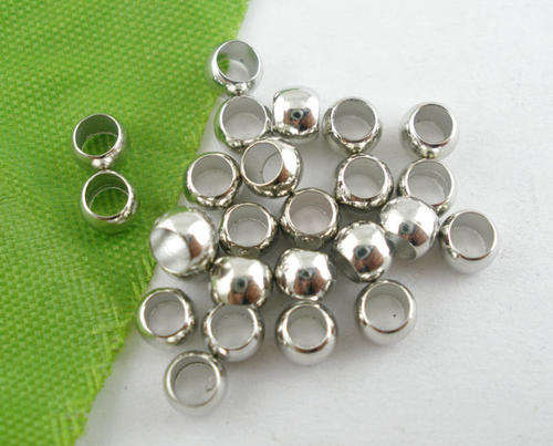 CRIMP BEADS - ROUND - SILVER TONE - 4mm - SOLD PER PACK OF 50