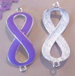 CONNECTORS - INFINITY- ENAMEL - LILAC - SILVER TONE - PLATED 13x29mm