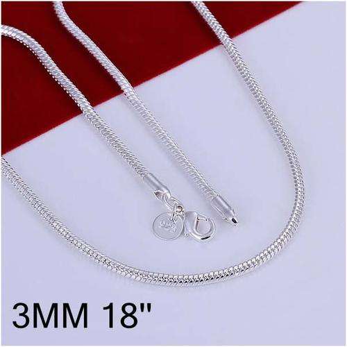 NECKLACE - SNAKE CHAIN - 3MM - 925 STAMPED - 18 INCH