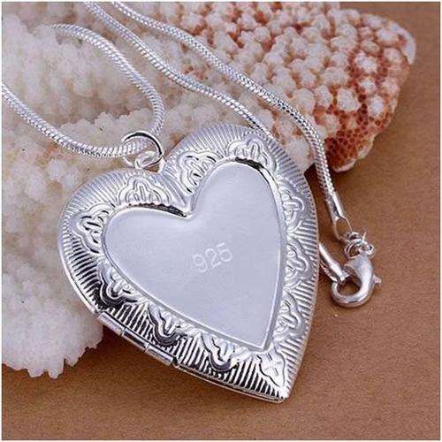 NECKLACES/NECKLACE/LOCKET NECKLACE/HEART LOCKET NECKLACE/925 SILVER FILLED HEART NECKLACE