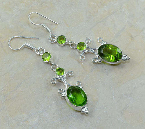 Sterling Silver Earrings Peridot Gemstone