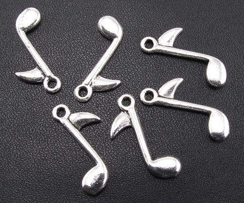 CHARMS - SILVER PLATED - MUSICAL NOTE - 23x12mm