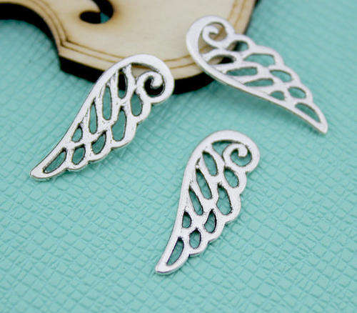 INFINITY BRACELET CHARM CONNECTORS - ANTIQUE SILVER - ANGEL WINGS - 9x24mm