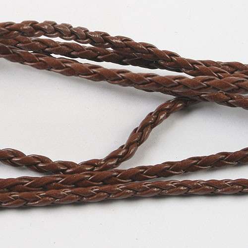 BRAIDED LEATHER CORD - CHOCOLATE BROWN - FOR DIY INFINITY/FRIENDSHIP BRACELETS 3mm - SOLD PER METER