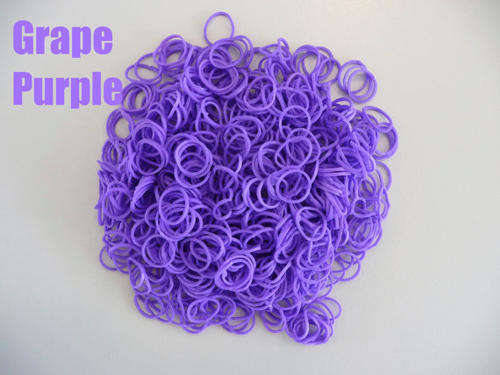 LOOM BANDS -  SOLID - GRAPE PURPLE - REFILL KIT WITH CROCHET HOOK AND "S"-CLIPS - 600 PIECES
