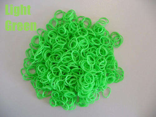 LOOM BANDS -  SOLID - LIGHT GREEN - REFILL KIT WITH CROCHET HOOK AND "S"-CLIPS - 600 PIECES