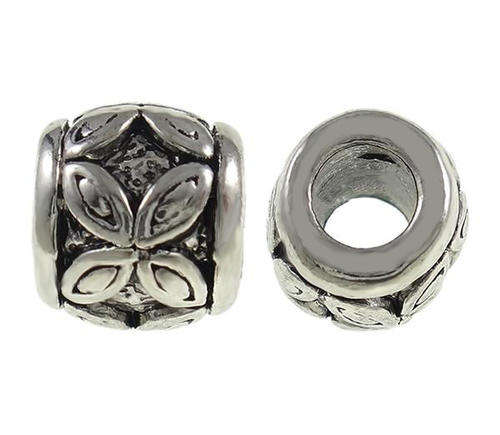 EUROPEAN STYLE - DRUM - SPACER BEADS - LEAF DESIGN
