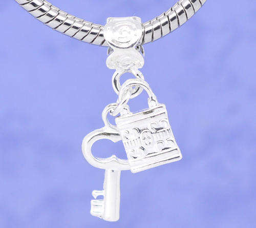 EUROPEAN STYLE - SILVER - LOCKET AND KEY - DANGLE CHARMS