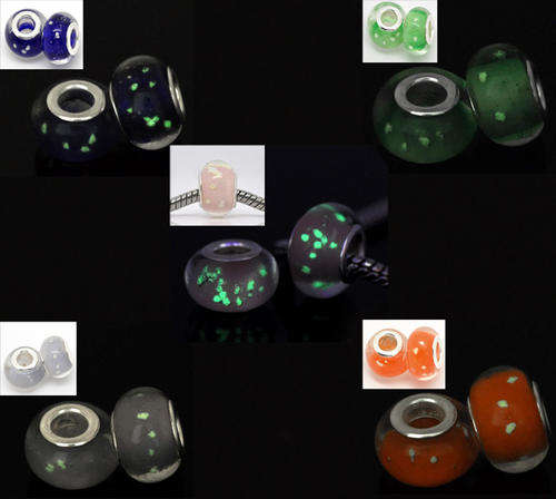 EUROPEAN STYLE - 925 SILVER CORE - MURANO GLASS - LUMINOUS BEADS - MIXED COLORS