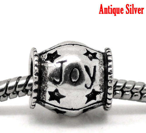 EUROPEAN STYLE - ANTIQUE SILVER - "JOY" - EUROPEAN BARREL SPACER BEADS