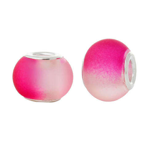 EUROPEAN STYLE - MURANO GLASS BEADS - FROSTED FUCHSIA AND LIGHT PINK