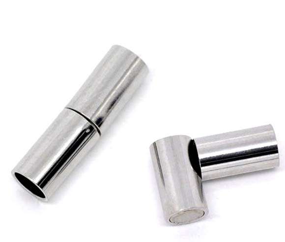 CLASPS - MAGNETIC - SILVER TONE - BARREL - 20x5mm