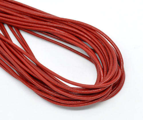 Leather Cord For Jewelry Making Red Round - 2mm