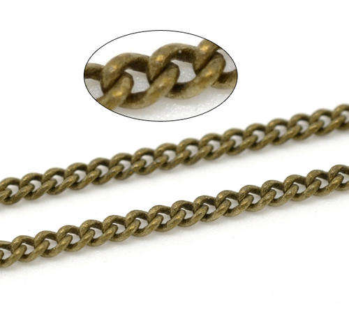 CHAIN - ANTIQUE BRONZE - LINK-SOLDERED - COPPER CURB - 3 X 2mm - SOLD PER PACK OF 1 METER