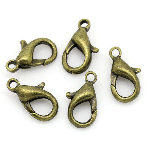 FINDINGS/CLASPS/LOBSTER CLASPS/BRONZE TONE LOBSTER CLASPS/BEADING LOBSTER CLASPS/9MM LOBSTER CLASPS
