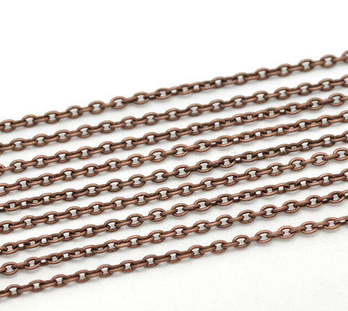 CHAIN - COPPER TONE - LINK OPEN - CURB - 4x3mm - SOLD PER PACK OF 1 METER