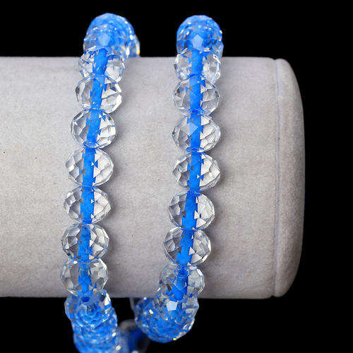 GLASS BEADS - RONDELLE - BLUE - COLOR-CENTERED - TRANSPARENT - FACETED - 10mm