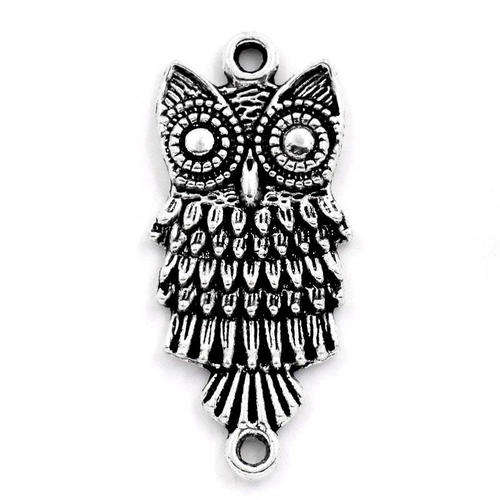 CONNECTORS - OWL - ANTIQUE SILVER - 28.5x13mm