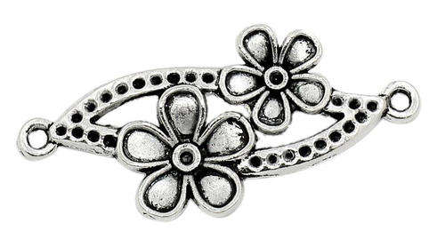 CONNECTORS - ANTIQUE SILVER - FLOWERS - 3.7x1.6mm