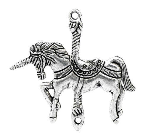 CONNECTORS - ANTIQUE SILVER - UNICORN - 4.5 x 4.3cm