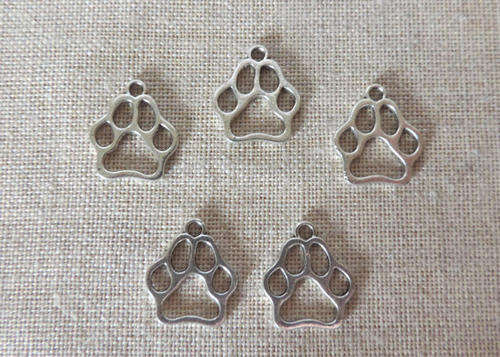 CHARMS - DOG PAW PRINT - SILVER TONE - 20x17mm
