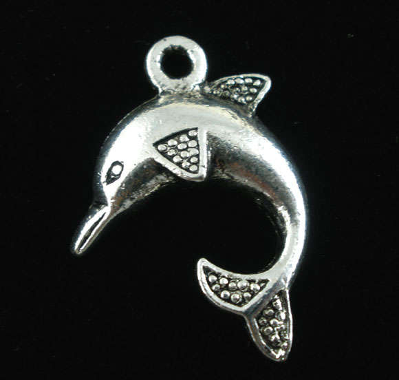 CHARMS - ANTIQUE SILVER - DOLPHIN - PENDANTS - 32x21mm