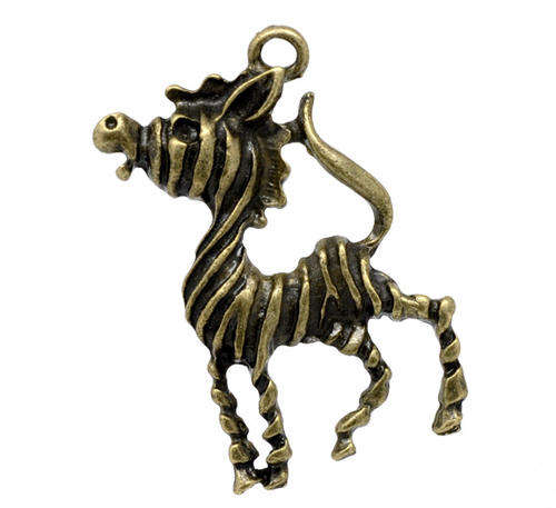 CHARMS - ANTIQUE BRONZE - ZEBRA - PENDANTS - 40mmx30mm