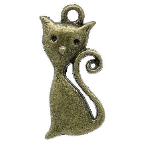 CHARMS - ANTIQUE BRONZE - CAT - CONNECTORS - 25x12mm