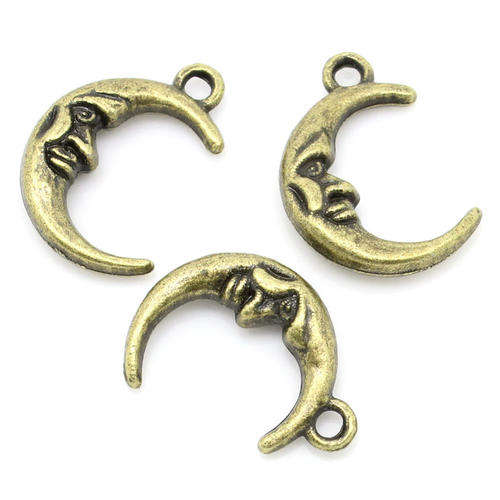 Bronze Moon Face Charms